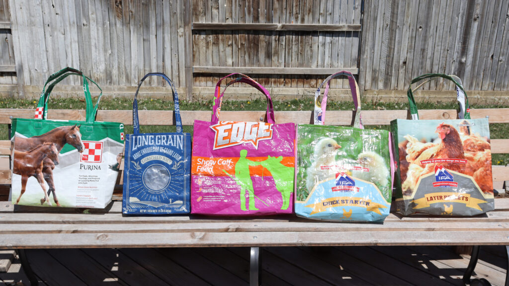 Various Feedbags turned into Tote Bags